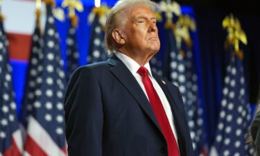 Donald Trump arrives at an election night watch party at the Palm Beach Convention Center on November 6 in West Palm Beach