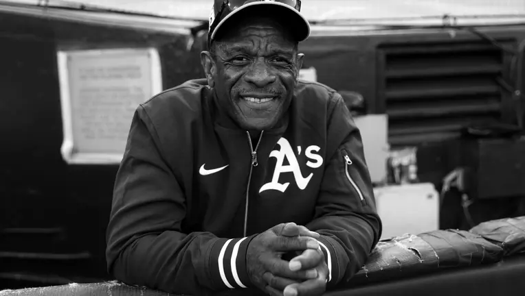 OAKLAND, CALIFORNIA - APRIL 15: Former Oakland Athletics Rickey Henderson before their MLB game against the St. Louis Cardinals at the Coliseum in Oakland, Calif., on Monday, April 15, 2024.