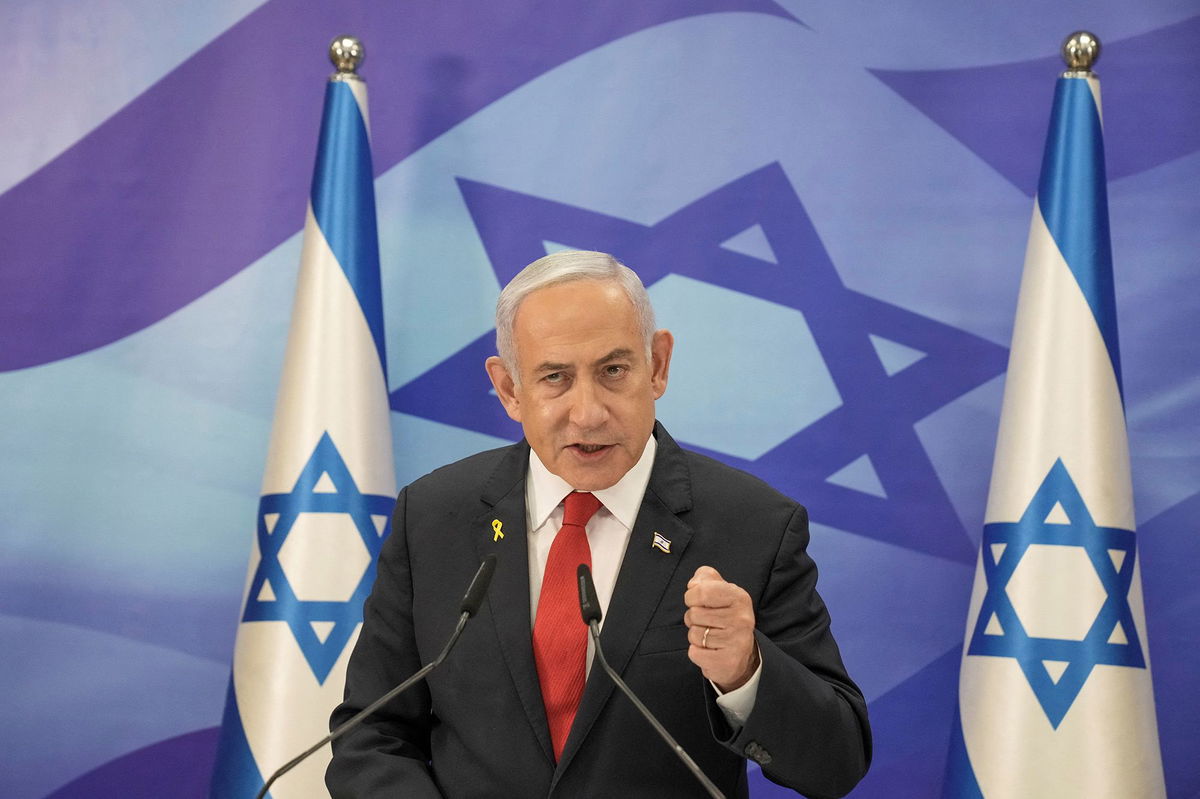 <i>Maya Alleruzzo/Reuters via CNN Newsource</i><br/>Israeli Prime Minister Benjamin Netanyahu speaks during a press conference in Jerusalem on December 9.