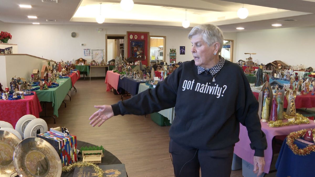 <i>KSHB via CNN Newsource</i><br/>Reverend Margi Colerick is selling about a third of her nativity collection.