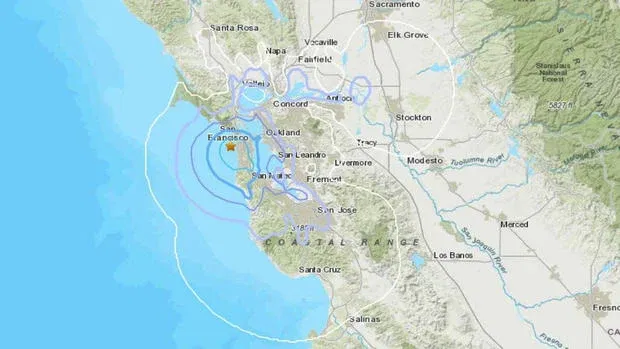 Location of the 3.7 earthquake in the San Francisco Bay Area, Jan. 10, 2025.