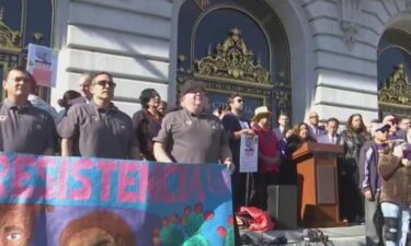 San Francisco locals and community leaders gather for the SF sanctuary city rally.