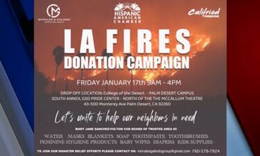 Entrega de donaciones este viernes en College of the Desert para los damnificados de los incendios en Los Angeles 