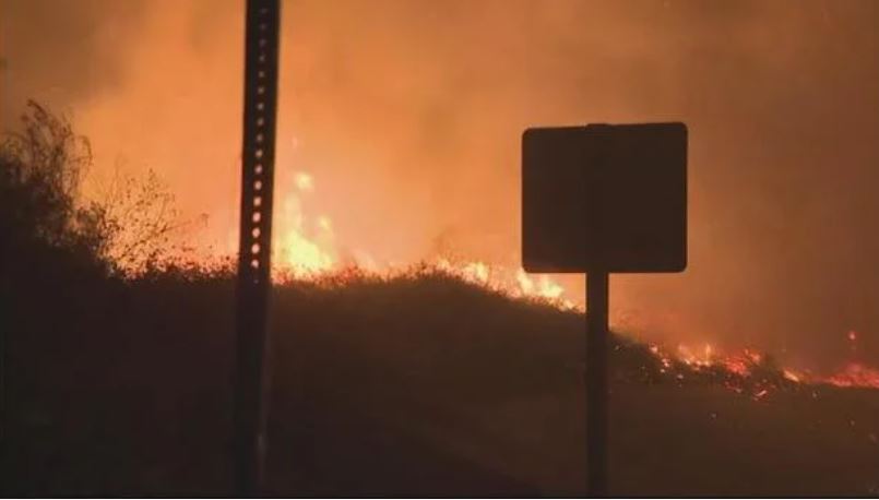 <i>KCAL News via CNN Newsource</i><br/>The third major brushfire burning in Los Angeles County on Tuesday