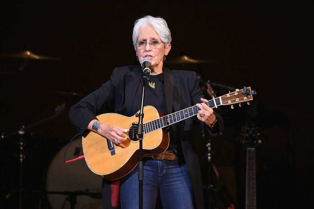 <i>Noam Galai/Getty Images via CNN Newsource</i><br/>Joan Baez performs at Carnegie Hall in New York City in February 2024. Joan Baez appeared on the debut episode of John Mulaney’s new Netflix talk show “Everybody’s Live with John Mulaney