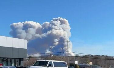 A still from a video shows a giant cloud of smoke as it billows in Suffolk County