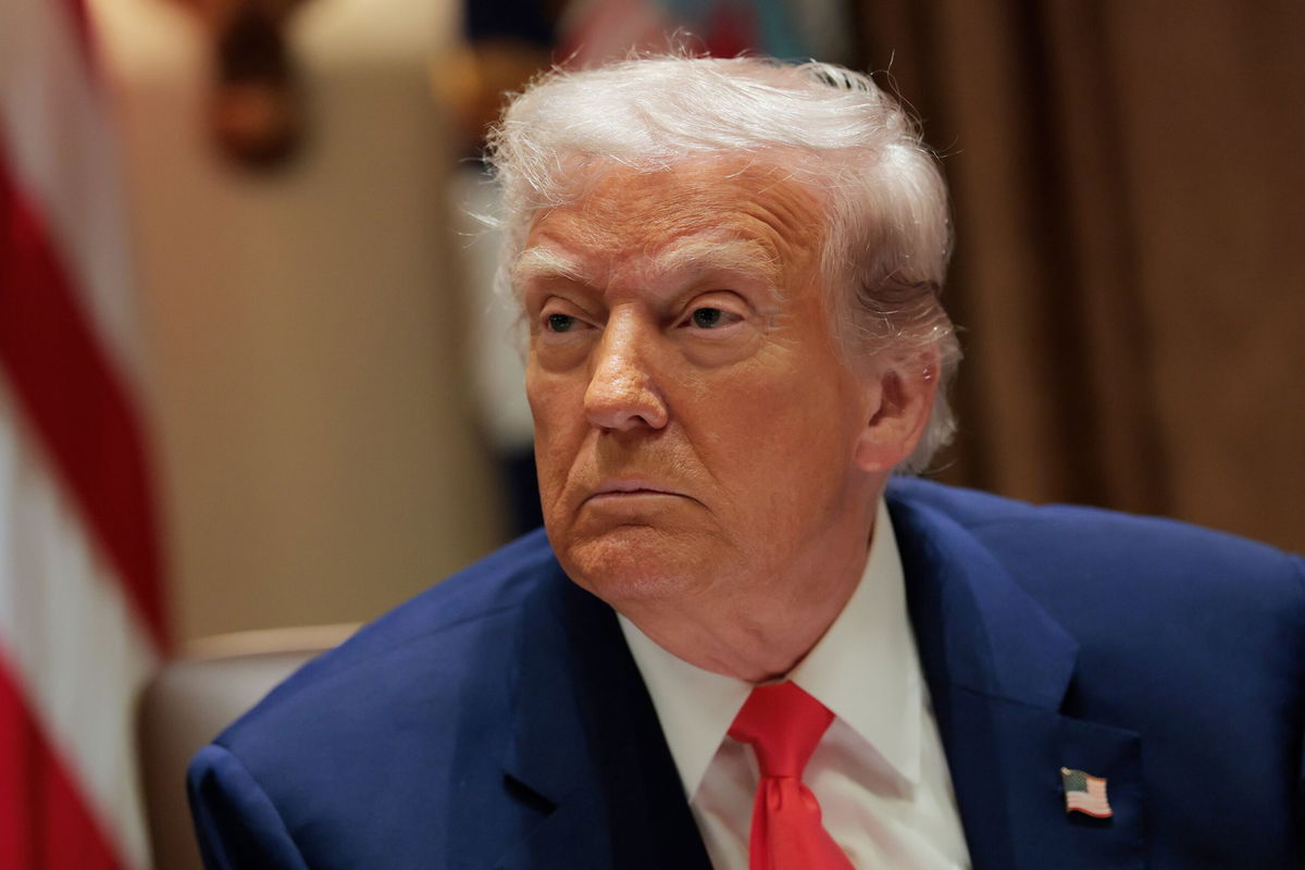 <i>Anna Moneymaker/Getty Images via CNN Newsource</i><br/>President Donald Trump speaks during a Cabinet meeting at the White House on April 10 in Washington