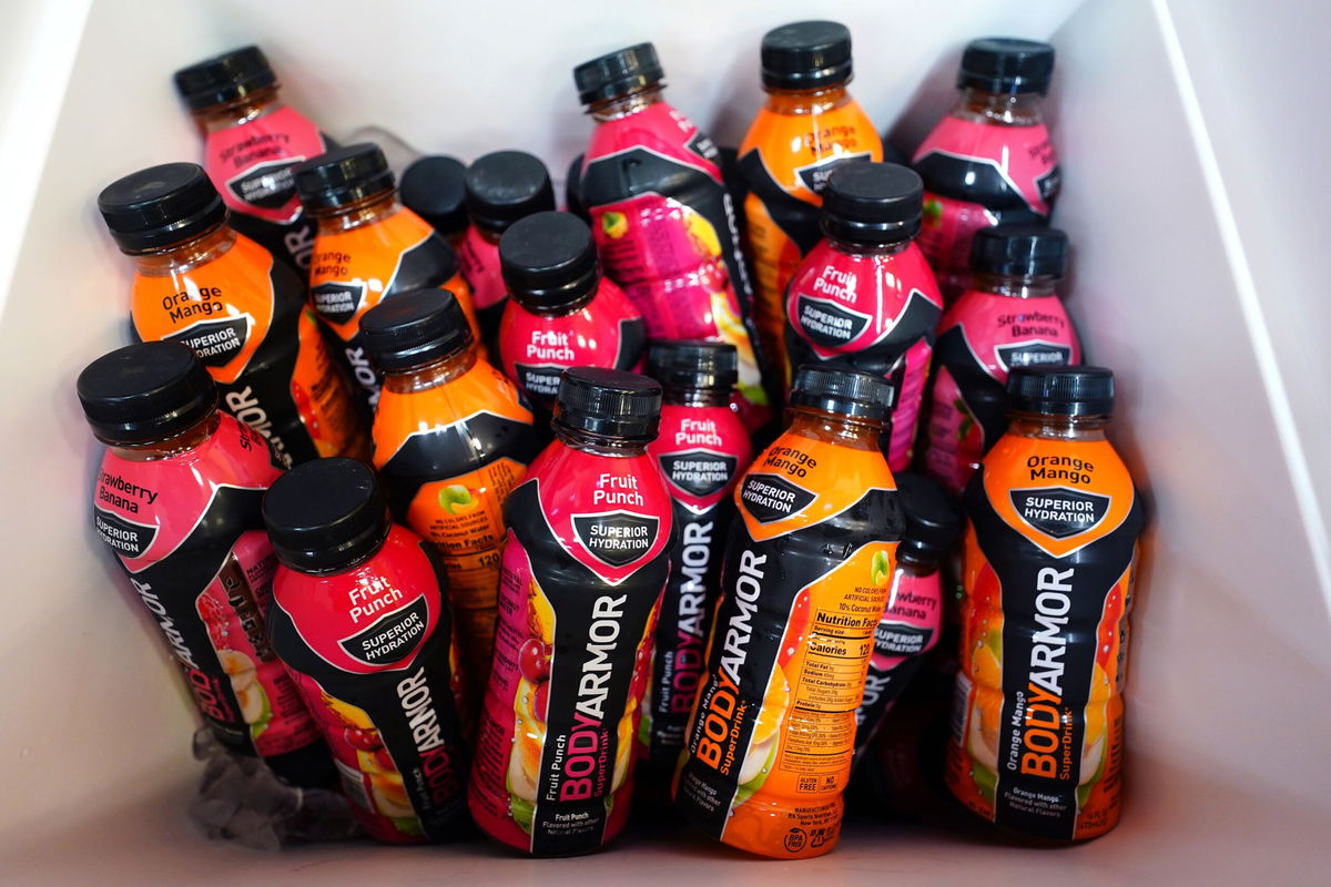 <i>John David Mercer/USA Today Sports via Reuters via CNN Newsource</i><br/>BodyArmor's old bottle design.