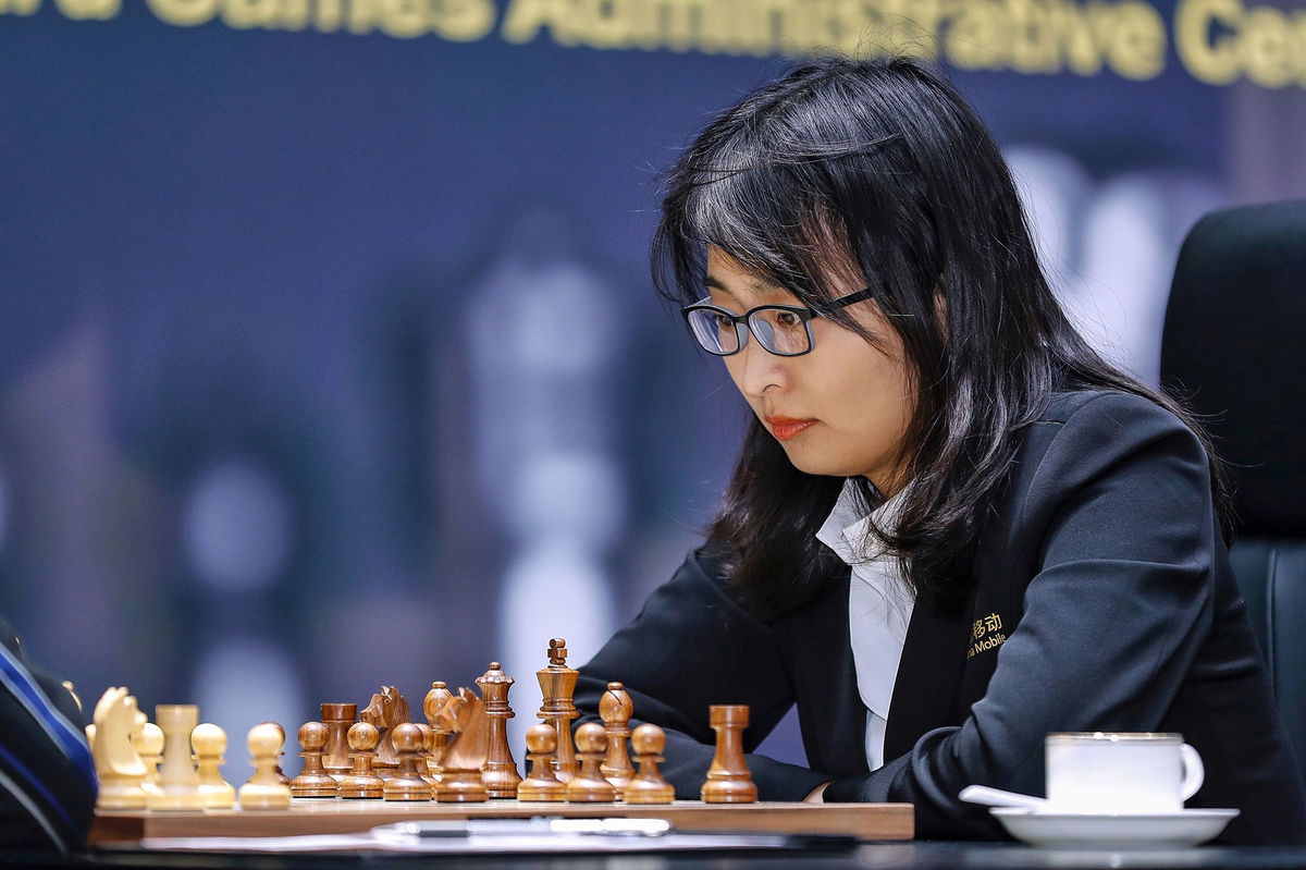 <i>AFP/Getty Images/File via CNN Newsource</i><br/>Ju Wenjun pictured here competing during the 2020 Women's World Chess Championship in Shanghai.