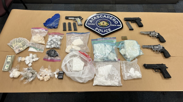 <i>KSBY/Atascadero Police Department via CNN Newsource</i><br/>Cocaine and fentanyl were among 12 pounds of narcotics seized following a month-long investigation by the Atascadero Police Department that led to two arrests.