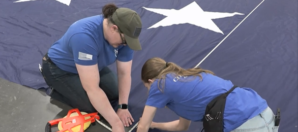 <i>KSL/KSL-TV via CNN Newsource</i><br/>A giant U.S. flag
