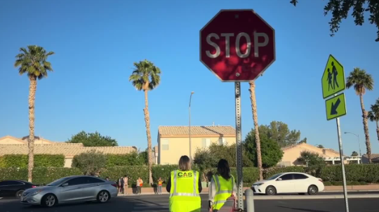 <i>KTNV via CNN Newsource</i><br/>A group of parents is showing up each day to help students cross the street safely after a tragic crash killed a high school senior near Arbor View High School.