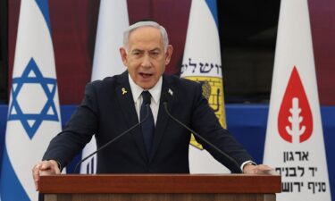 Israeli Prime Minister Benjamin Netanyahu speaks on the eve of Israel's Remembrance Day for fallen soldiers at the Yad LaBanim Memorial in Jerusalem