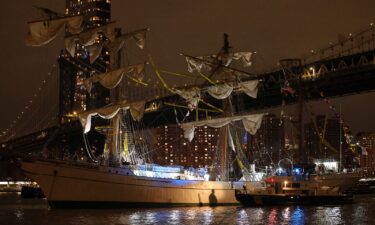 A New York Police Department harbor unit prepares to board the Cuauhtémoc Saturday.