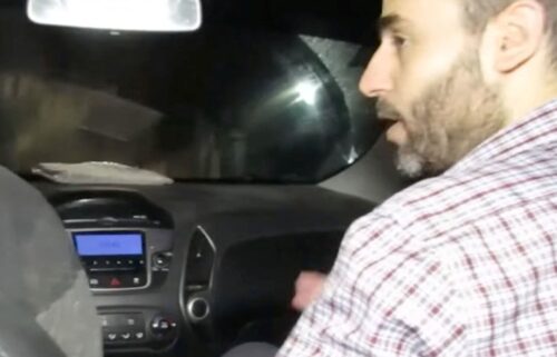 This screengrab from a video released by the Israeli army allegedly shows Mohammed Sinwar traveling in a car through a tunnel near the Erez crossing