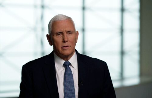 Former Vice President Mike Pence takes part in an interview with CNN's Kaitlan Collins.