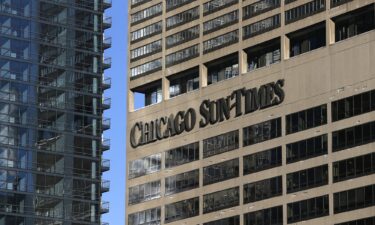 The Chicago Sun-Times building is seen here in Chicago in March 2016. Newsrooms have adopted AI chatbots with some trepidation