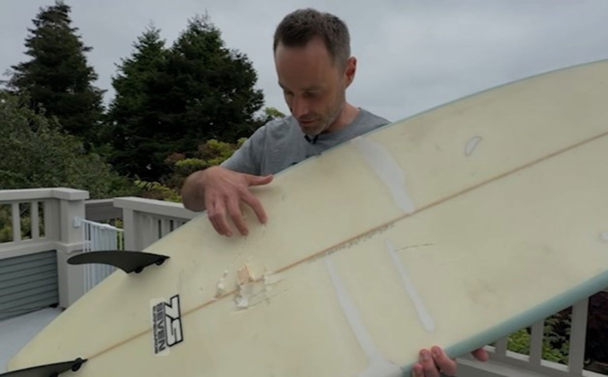 <i>KGO via CNN Newsource</i><br/>It was close call for a surfer at a beach in Montara after a shark bit his board. Jens Heller describes his encounter.
