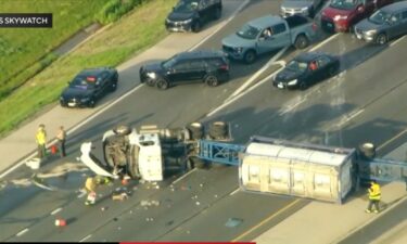 A semi truck rolled over on I-55
