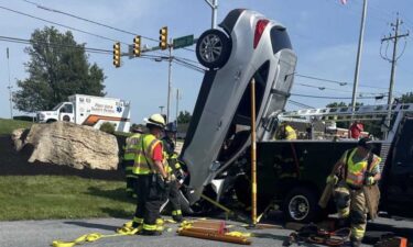 A car flipped and landed on its front grill in Lebanon County on June 23