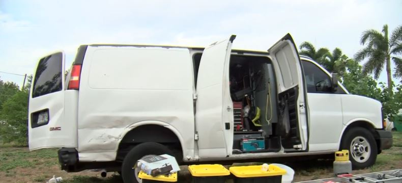 <i>WBBH via CNN Newsource</i><br/>Alexander Machado and his wife woke up feeling deeply grateful after a terrifying crash left his work van flipped in a ditch.