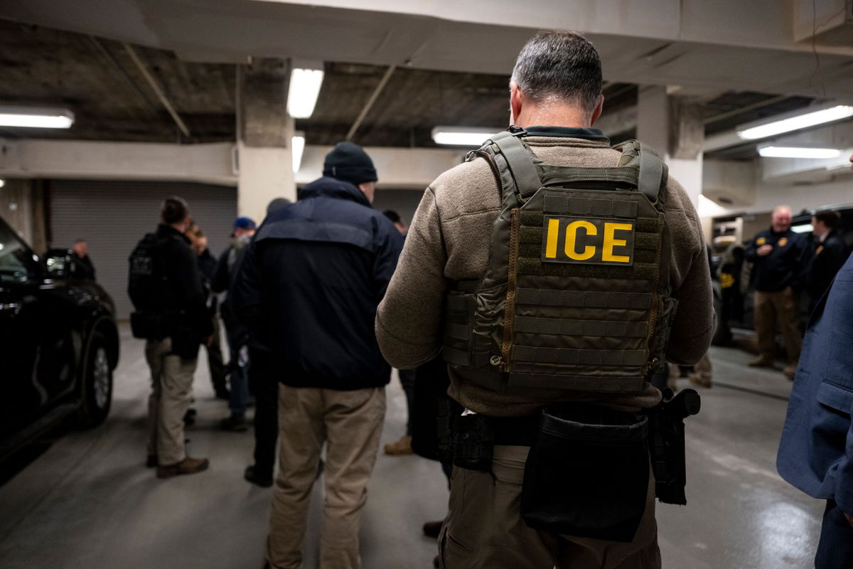 <i>Christopher Dilts/Bloomberg/Getty Images via CNN Newsource</i><br/>US Immigration and Customs Enforcement (ICE) agents