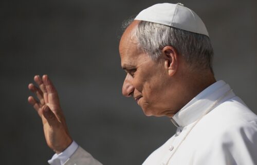 Pope Leo XIV arrives for his weekly general audience in St. Peter's Square at the Vatican
