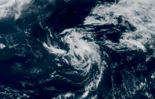 Satellite imagery captured Tropical Storm Andrea shortly after it formed in the open Atlantic Ocean on Tuesday morning.