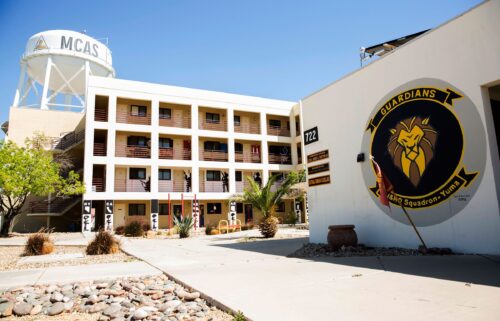 This March 2019 photo released by the US Marine Corps shows the Marine Corps Air Station Squadron barracks at the Marine Corps Air Station (MCAS) in Yuma