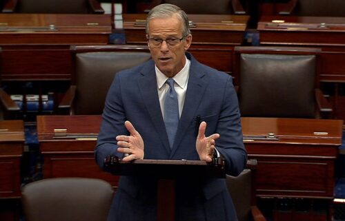 Senate Majority Leader John Thune speaks on the floor of the Senate on Monday