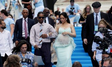 A$AP Rocky and Rihanna depart the "Highest 2 Lowest" red carpet at the 78th annual Cannes Film Festival at Palais des Festivals on May 19