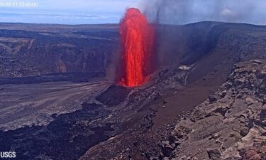 Kilauea’s 25th episode increased around 12:30 p.m. with lava fountains from the north vent reaching over 500 feet