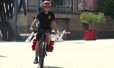 CFD Paramedic Bradley Eberhart is pictured on the department's bike team.