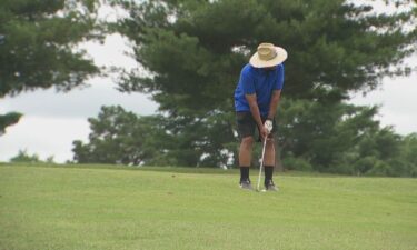 Chauncey Davis prepares to take a swing at Oak Hills Golf Course in Greenbriar.