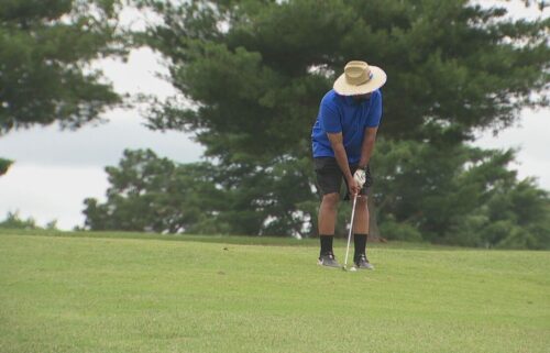 Chauncey Davis prepares to take a swing at Oak Hills Golf Course in Greenbriar.