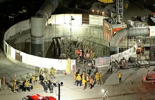 Dozens of workers were rescued uninjured from a tunnel collapse Wednesday night in Los Angeles.