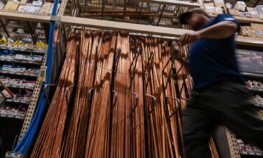 Copper pipes are displayed in a home rebuilding store on July 9 in New York City. After President Donald Trump said he would impose a 50% tariff on imports of the metal
