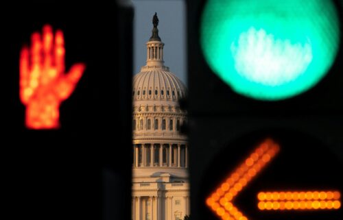 Stoplights change in front of the US Capitol as Republican lawmakers struggle to pass US President Donald Trump's sweeping spending and tax bill
