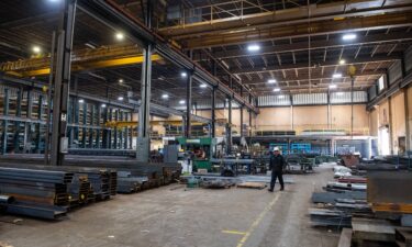 A worker walks through the warehouse at Central Steel Supply Company in Marlborough