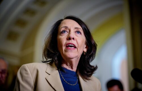 Sen. Maria Cantwell speaks to reporters following a weekly Democratic policy luncheon at the US Capitol Building on June 3