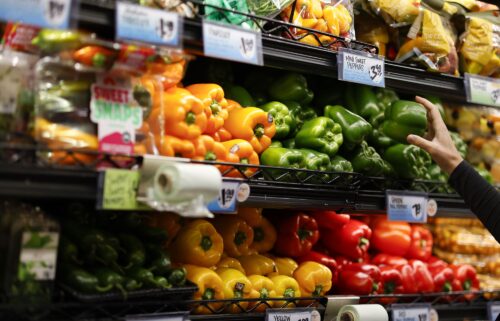 A worker restocks beef at a Stew Leonard's supermarket in Paramus