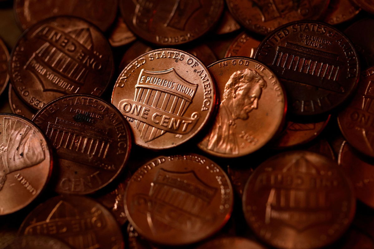 <i>Justin Sullivan/Getty Images via CNN Newsource</i><br/>Pennies are displayed in San Anselmo